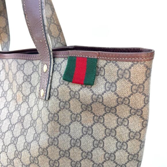 Gucci GG Monogram Tote Bag Web Loop Coated Canvas Designer Authentic Purse - Picture 5 of 16